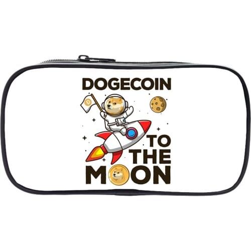 Dogecoin Pencil Case Cartoon Dog Printing Bag Box For Kids Gift Cosmetic Stationery Pouch School Supplies