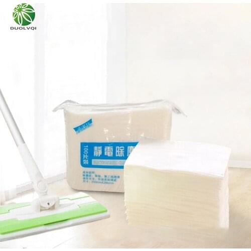 100pcs/Pack Electrostatic Dust Removal Paper Cleaning Cloth Rag Scouring Pad Disposable Mop Replacement Paper Kichen Accessories