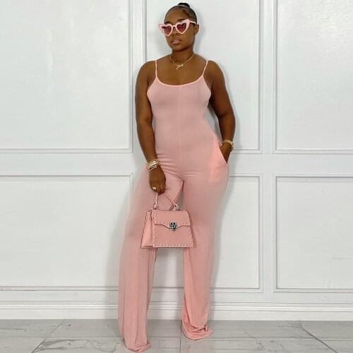 Solid Summer Spaghetti Strap Sleeveless Woman Rompers Classic Bar Club Full Length Jumpsuit Streetwear Summer Body Femme Hot