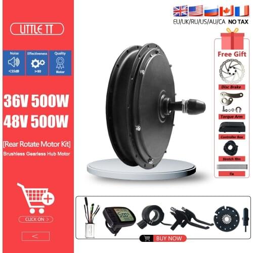 36V 48V 500W Ebike kit Brushless Gearless Rear Rotate Hub Motor Drive High Speed For Electric Bicycle e Bike Conversion Kit
