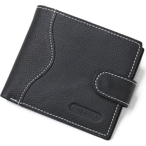 Wallet Men Genuine Leather Short Business Money Clip Fashion Sewing Thread Male Multifunction Zipper Coin Purses Card Holder