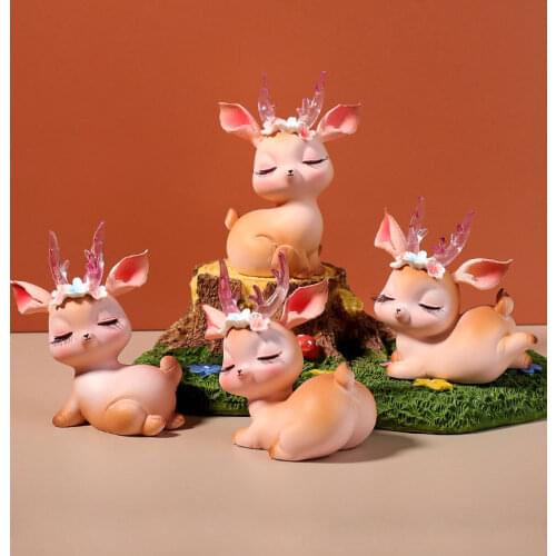 Nordic style Resin cartoon mini deer Creative Craftwork Home living room Office on the table accessory Animal gifts home decor