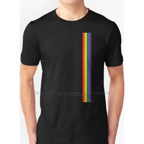 Rainbow Pride Lgbt Strip T Shirt 100% Pure Cotton Rainbow Strip Gay Pride Lesbian Lgbtq Ricaso Colorful Creative Trending