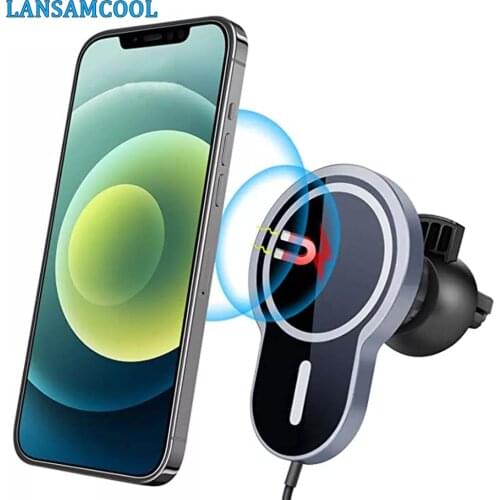 Magnetic Wireless Car Charger For Iphone 12 Pro Max Qi Fast Wireless Car Charger For Magsafe iPhone Holder