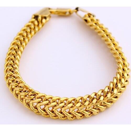 Copper Gold Bracelet Hip Hop Exaggerated Chain Bracelet Unisex Hip Hop Jewelry Free Shipping