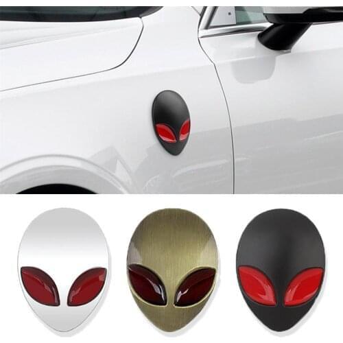 Metal 3D Alienware Alien Car Sticker Side Standard Modified Alien Emblem Car Head Cover Sticker for Motorcycle Car Body Styling