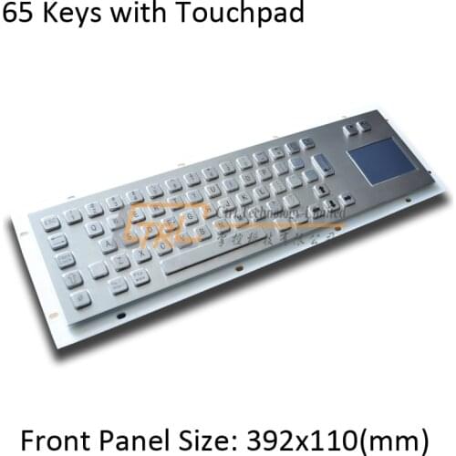 Metal keyboard with touchpad, 65 keys, USB/ps2, custom layout, kiosk keyboard with trackpad