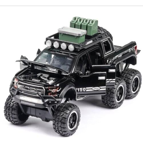 1: 32 Simulation Ford Raptor F150 With Acousto-optic Return Force Childrens Toy Car Model Boys Birthday New Year Gift Black
