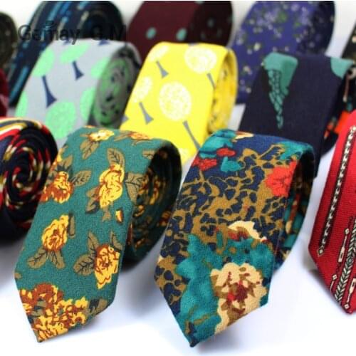High Quality New Print Cotton Ties for Men Fashion Casual Mans Necktie for Wedding 6cm Width Adult Floral Slim Groom Tie