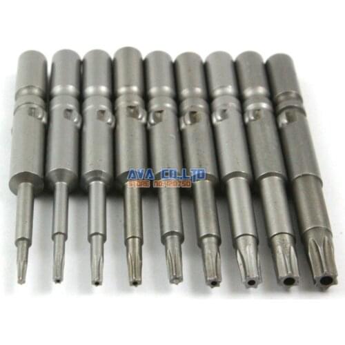 1 Set 9 Pieces Torx Screwdriver Bit Set 6mm Round Shank 60mm Long Torx Screwdriver Bits Set
