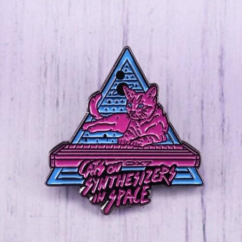 Neon cosis pin Cats On Synthesizers In Space Neon Enamel Pin