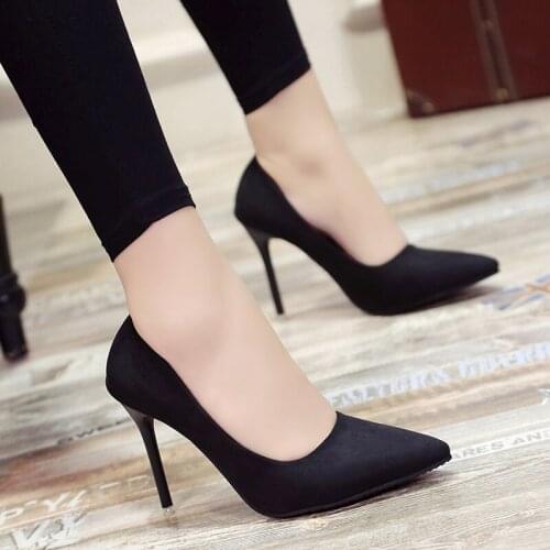 2020 new 10 cm pointed high-heeled shoes shallow joker single shoes professional work shoes