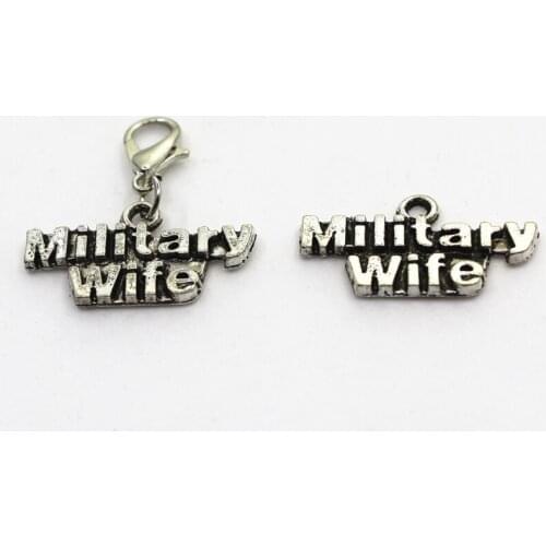 New Arrive 10pcs Military Wife Charms Lobster Clasp Charms Diy Jewelry Accessory For Bracelets Floating Hanging Charms