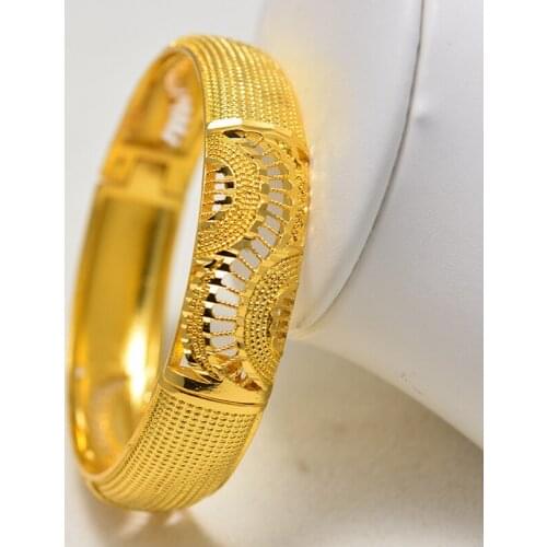 New Fashion Gold Color Wedding Bangles for Women Bride Can OPen Bracelets Ethiopian/france/African/Dubai Jewelry gifts