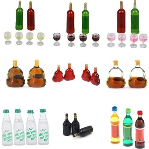 One Set Simulation Wine bottles Wine Bottle Doll Food Kitchen Living Room Accessories Dollhouse Miniature Toy