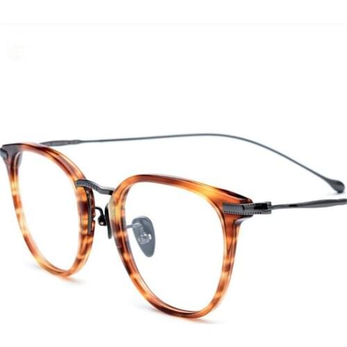 Pure B Titanium Optical Glasses Frame Retro Round Men Vintage Prescription Eyeglasses Women Myopia Spectacles Eyewear