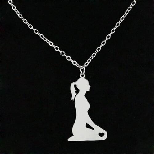 Wholesale Trendy Yoga Necklace Stainless Steel Yoga Heart Pendant Necklace Women Fashion Jewellery Gift