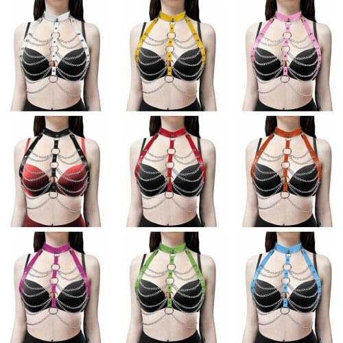 Gothic Bdsm Adjust Rave Wear Handmade PU Leather Harness Belts Body Bondage Punk Straps Chest Harness Fashion Stylish Accessorie