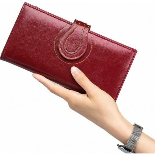 Luxury Women Wallets Genuine Leather Long Zipper Clutch Purse Large Capacity Card Holder Wallet Woman Handy Bag