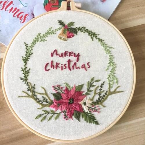 Christmas European-style Flowers DIY Embroidery Ribbon Set Beginners With Embroidery Shed Sewing Kit Cross-stitch Crafts