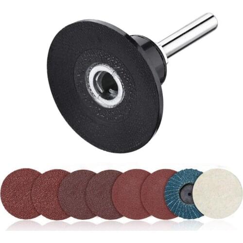 2" Quick Change Roloc Disc Pad 1/4'' Holder Shank Roll Surface Conditioning Disc Woolen Pad Sandpaper Hook loop for Polishing