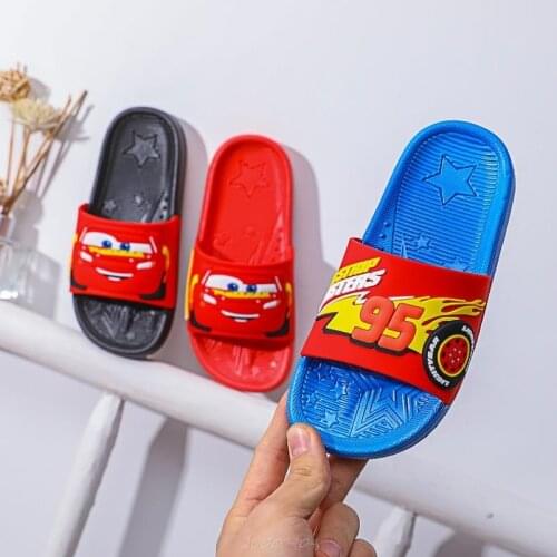 Children Slippers Boys Girls Cartoon Bunny Beach Sandals Summer 95 cars Shoes For Kids PVC Non-slip Soft Indoor Bathroom Slides