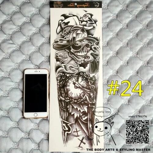 SHNAPIGN "The Fire Fighter" Full Sleeve Temporary Body Art, 48*17cm Flash Tattoo Stickers, Waterproof Adult Sex Products Henna
