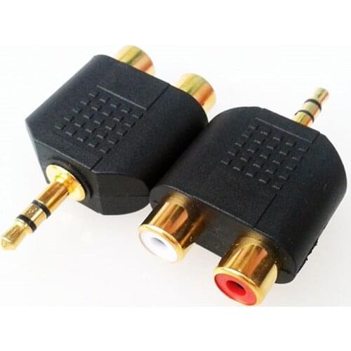 Stereo RCA Splitter Connector 3.5 mm Male to 2 RCA Female Audio Adapter for Computer Speaker Earphone Headphone