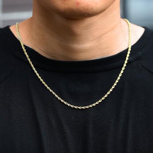 Twisted Rope Link Chain Men Necklace for Men Women 3/5/7mm Stainless Steel Gold Silver Color Wholesale Jewelry 22inch LKN638