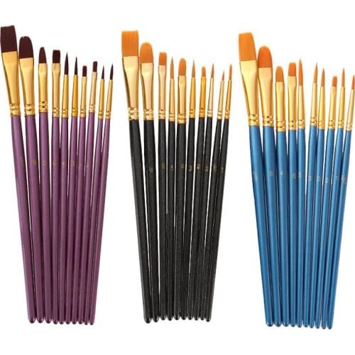 Y8 10Pcs/bag Number Oil Paint Brushes Different Shape Round Pointed Tip Nylon Hair Painting Brush Set Art Supplies