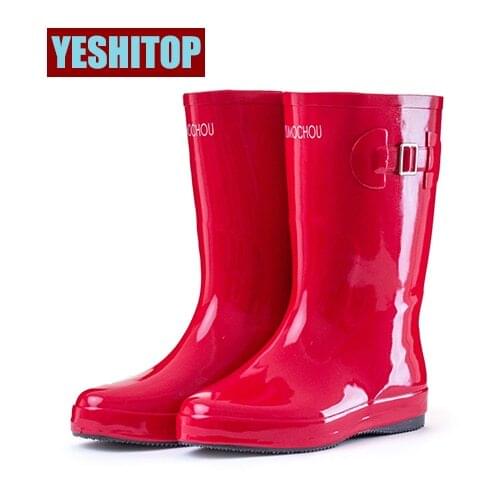 Colorful 4 color Candy rubber rain boots women waterproof high fashion rain shoes girls