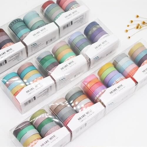 Yisuremia New 10pcs/Set Multi-Color Washi Tape Scrapbook Journal Decorative Adhesive Tape Paper Kawaii School Stationery Sticker