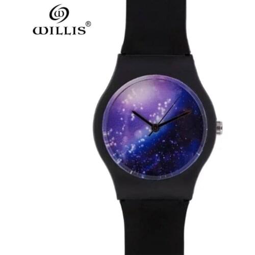 WILLIS Brand Leisure Women Waterproof Watch purple Star Students Kid Women Quartz Wrist Waterproof girl Silicone clock Watches