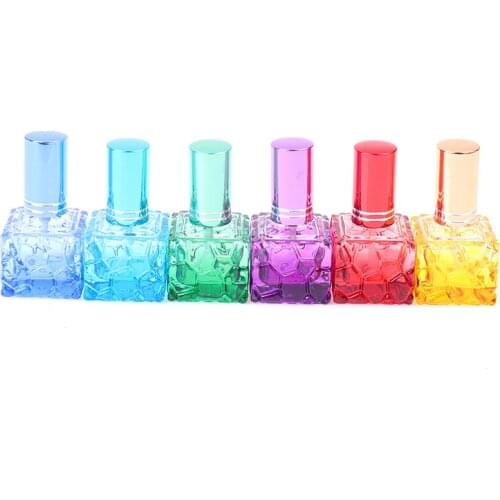 10ML Thick Mini Fragrance Cosmetic Packaging Spray Bottle Colorful Square Glass Perfume Bottle Refillable Glass Vials