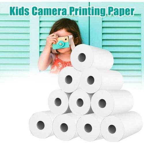 10 Rolls White Children Camera Wood Pulp Thermal Paper Instant Print Kids Camera Printing Paper Replacement Accessories Parts