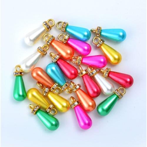 20pcs/lot all-size Teardrop Acrylic Pearl Pendants spacer beads End Beads For Earrings DIY Necklace jewelry making accessories