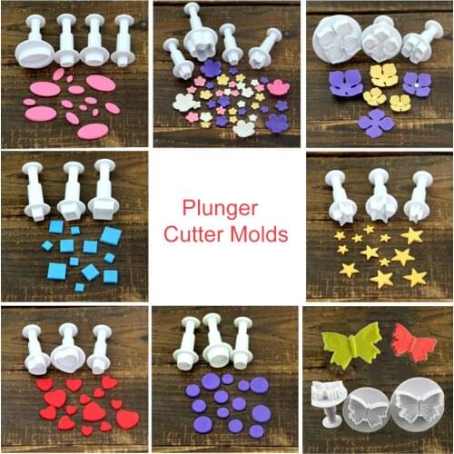 3Pcs Mini Star Flower Plunger Fondant Decorating Biscuit Cookies Cutter Mold Sugarcraft Diy Cake Baking Accessories