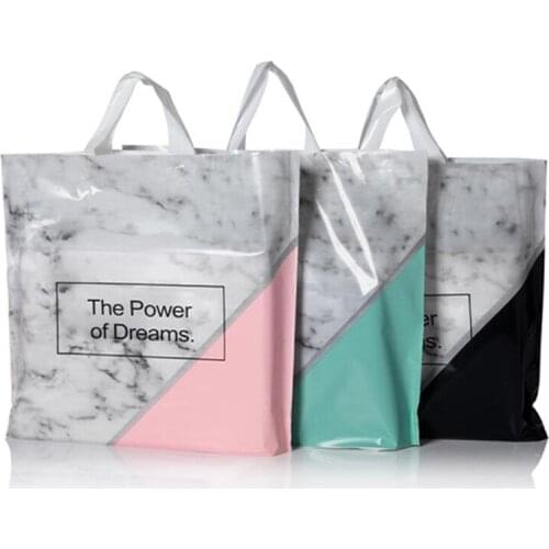 50Pcs/Lot Plastic Bags Packaging Handle Party Supplies Plastic Bags Shops For Clothes Gift Bags With Handles Bag Wedding Present