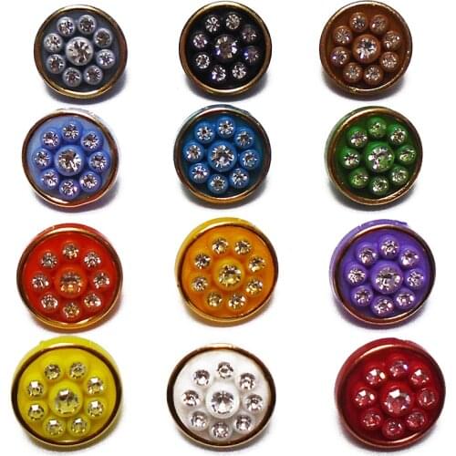 50PCs Mixed 12 Colors Acryl Crystal Resin Buttons Rhinestones Golden Edge Sewing Scrapbooking For Women Shirt Kids Button