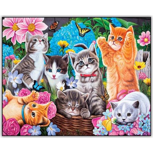 Diamond Painting Art Full Drill Square / Round Animal Cat and Flower DIY Daimond Painting Embroidery Crystal Mosaic Accessories