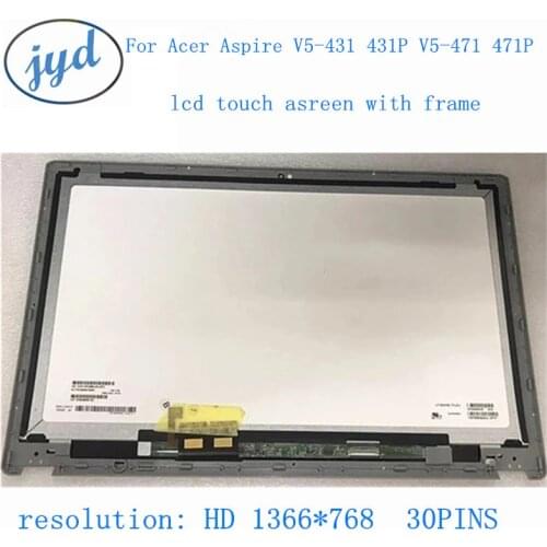 FREE SHIPPING 14"laptop led screen For Acer aspire V5-471 V5-471P V5-471PG V5-431 V5-431P V5-431PG touch lcd screen assemlbly