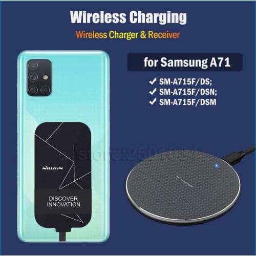 Wireless Charging for Samsung Galaxy A71 6.7'' Qi Wireless Charger+Type C Charging Receiver Gift Soft Case for A71 SM-A715F