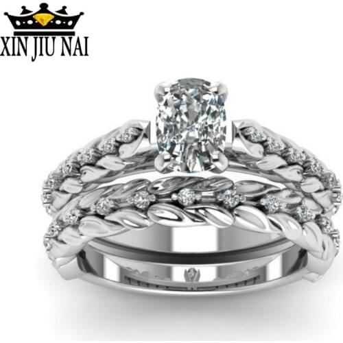 Shiny AAA Zircon Wheat Rings for Women European Fashion Simple Engagement Wedding Ring Set elegant Party diamond Jewelry