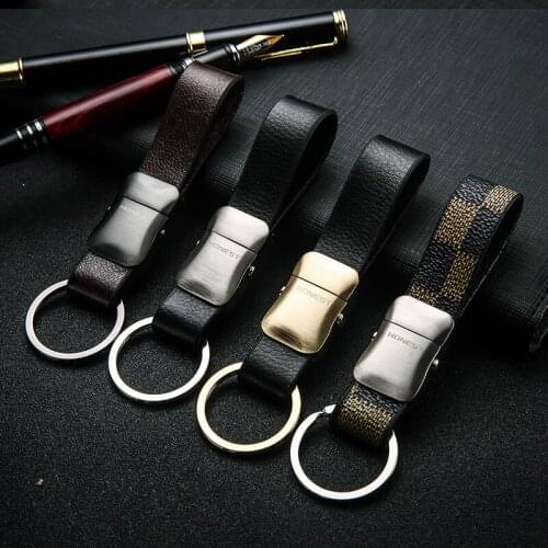 Key Chain mens Waist Hanging Leather Car Key Ring Metal Key Hanging