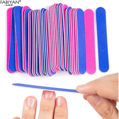 100Pcs/lot Mini Nail Art Files Sandpaper UV Gel Polish Manicure Pedicure Tool Grinding Buffer Block Tips 180/240 Double Side