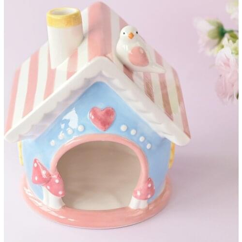 Hamster nest ceramic building bird house Golden Bear rabbit fixed shelter colorful ornaments pet nap nest summer