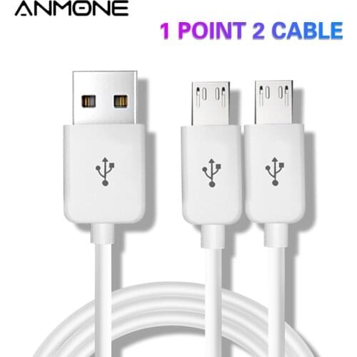 ANMONE 1 TO 2 Micro USB Cable 2 In 1 Microusb Charging For Smartphone Tablet Double USB Charge Android Phone 1m Charger Cord