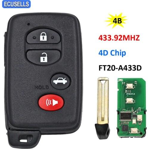 Lonsdor FT20-A433D Remote Smart Car Key ASK 433.92Mhz 4D Chip For Toyota Land Cruiser 2007 - 2016 with Uncut Blade