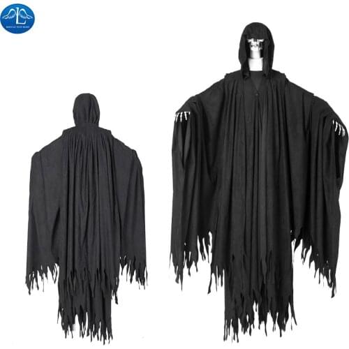 ManLuYunXiao Dementor Cosplay Costume Skeleton Ghost Role Play Halloween Outfit Black for Men Custom Made