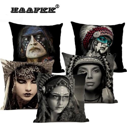 Fashionable African art cushion cover household art decorative pillow cover 45x45cm linen holding pillow living room sofa art